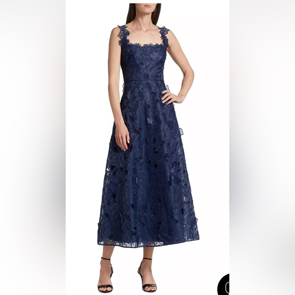 chinese dress ladies Short Sleeve Lace Sheath 8 / Night Sky